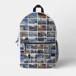 Mochila Impresa Cuadrícula de Collage de Fotos 36 Blanco Viaje Per