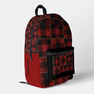 Mochila Impresa Cuadro Búfalo Negro y Rojo Moderno 
