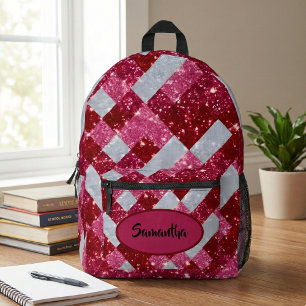 Mochila Impresa Cuadro de Purpurina Rosa Personalizado