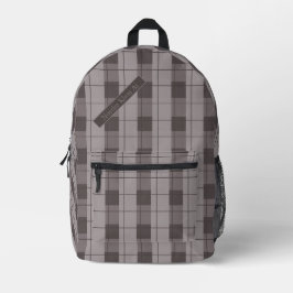 Mochila Impresa Cuadro gris y gris, tu nombre