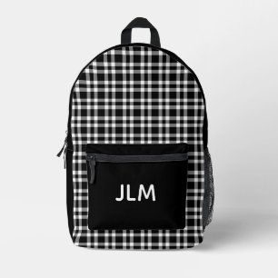 Mochila Impresa Cuadro Negro Blanco Patrón Personalizable