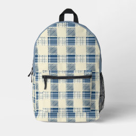 Mochila Impresa Cuadros azules y crema