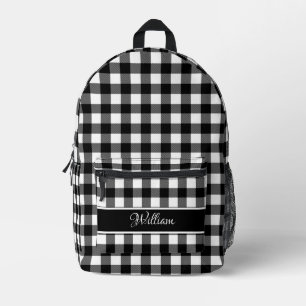 Mochila Impresa Cuadros de búfalo modernos personalizados en blanc