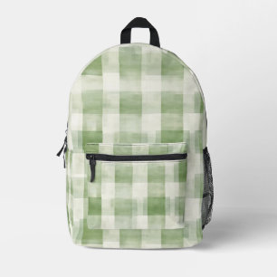 Mochila Impresa Cuadros de rayas crema verde campestre