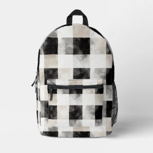 Mochila Impresa Cuadros de rayas negras crema blanco