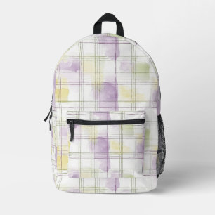 Mochila Impresa Cuadros Morados Amarillos Verdes Blancos