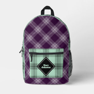 Mochila Impresa Cuadros personalizados de ciruela profunda y verde