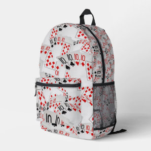 Mochila Impresa Cuádruples Decenas de tarjetas de póker apiladas,