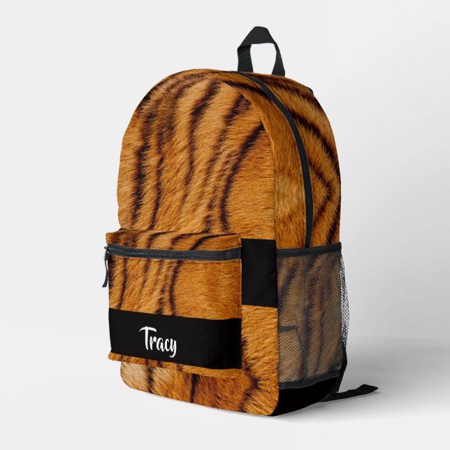 Mochila Impresa Cubierta de tigre de nombre personalizado (Esquina derecha trasera )