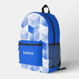 Mochila Impresa Cubos azules divertidos, personalizados