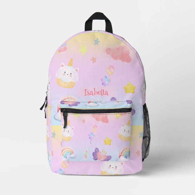 Mochila Impresa Cuchillo dulce unicornio arco iris Nombre del patr (Anverso)