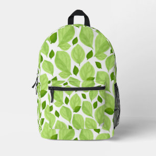 Mochila Impresa Cuenca verde deja un patrón dibujado a mano
