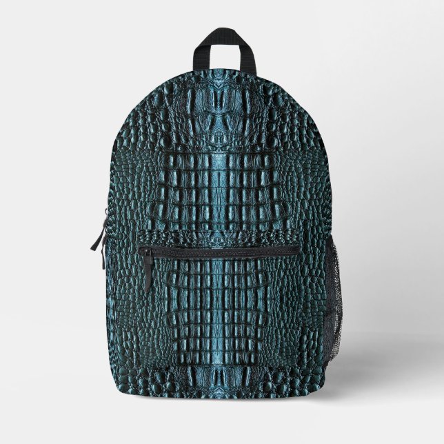 Mochila Impresa Cuero de lagarto azul (Anverso)
