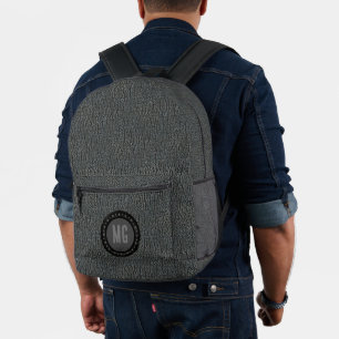 Mochila Impresa Cuero Gris Monograma 