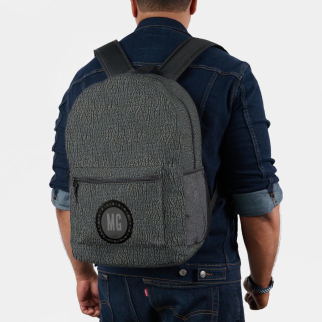 Mochila Impresa Cuero Gris Monograma  (Insitu (Modelo))