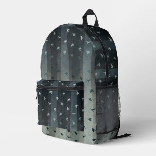 Mochila Impresa Cuervos góticos volando silueta ombre rayas
