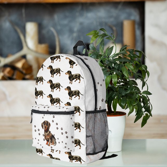Mochila Impresa Cuidada acuarela Dachshund Patrón de perro Monogra (Subido por el creador)