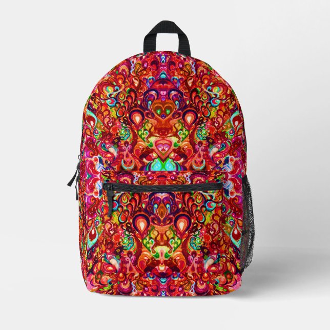 Mochila Impresa Cuidada pintura abstracta de giro (Anverso)