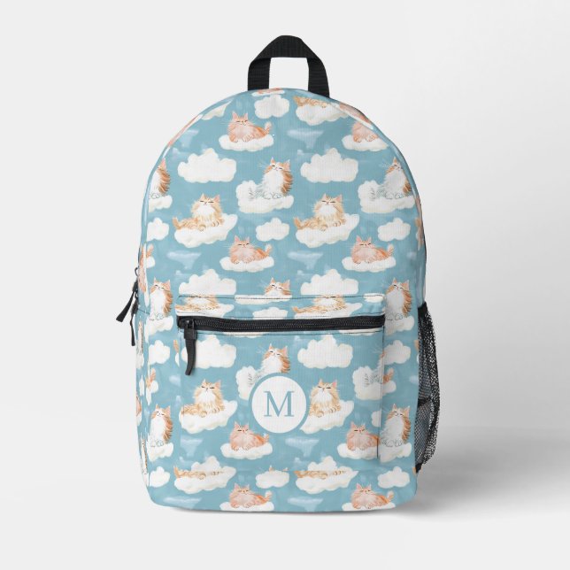 Mochila Impresa Cuidados Cats Fluffy Blue (Anverso)