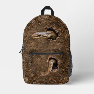 Mochila Impresa Culebra Lisa Saliendo de Agujeros Rocoso Fauna