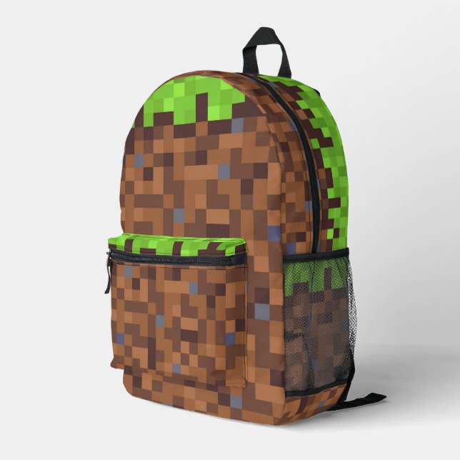 Mochila Impresa Cumpleaños de jugador de césped pixelado (Esquina derecha trasera )