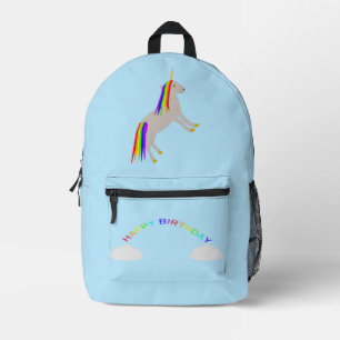 Mochila Impresa Cumpleaños de la fantasía Unicornio Arcoiris y nub