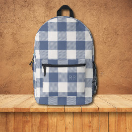 Mochila Impresa Curte Monograma Iniciales Blue Gingham Buffalo Che