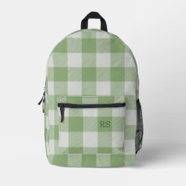 Mochila Impresa Curte Monograma Iniciales Green Gingham Buffalo Ch