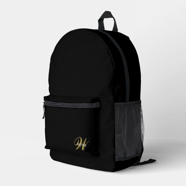 Mochila Impresa Custom Black Gold Initial l Elegant Minimalist  (Esquina derecha trasera )