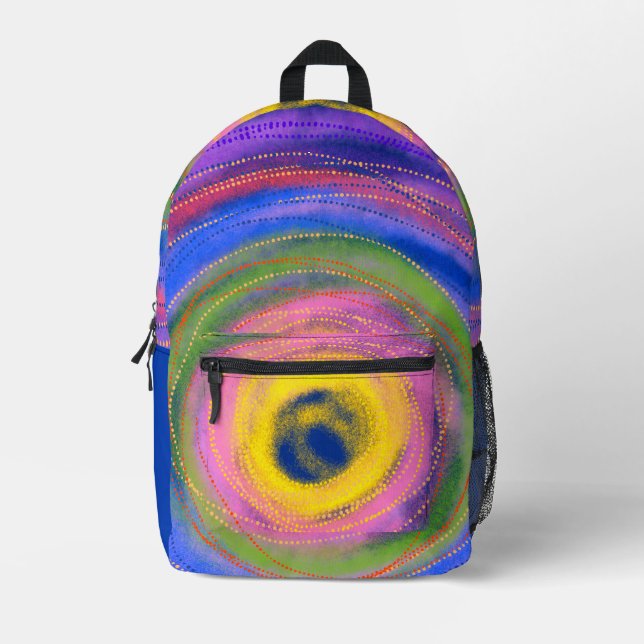 Mochila Impresa Custom Colorful vibrant centering Circles (Anverso)
