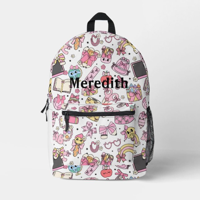 Mochila Impresa Custom Cute Pink Retro Back To School Backpack (Anverso)