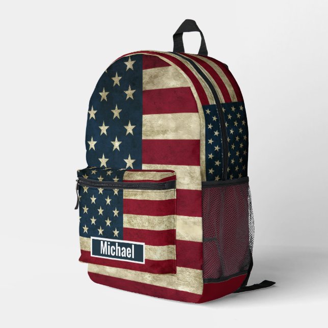 Mochila Impresa Custom Name American Flag Boys Backpack (Esquina derecha trasera )