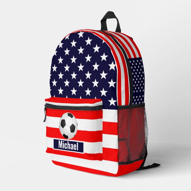 Mochila Impresa Custom Name American Flag Football Boys Backpack (Esquina derecha trasera )