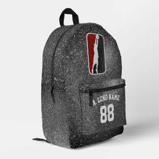 Mochila Impresa Custom Red & Black Glitter Basketball Player 