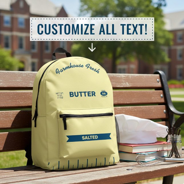 Mochila Impresa Custom Stick-of-Butter Retro Foodie Backpack  (Your totally customized butter stick backpack! Great for culinary school or anyone who loves butter)