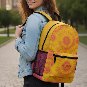 Mochila Impresa Custom Vibrant Sunflower Tie-Dye Art