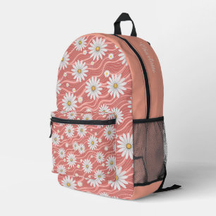 Mochila Impresa Custom Wavy Pink Daisies