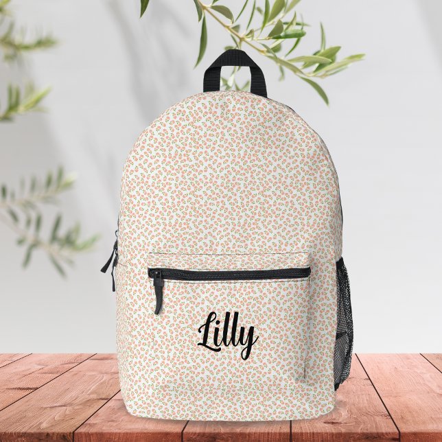 Mochila Impresa Cuta Coquette Naranja estética floral personalizad (Subido por el creador)