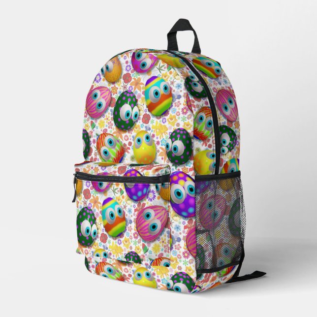 Mochila Impresa Cute and Funny Easter Eggs Cartoon (Esquina derecha trasera )