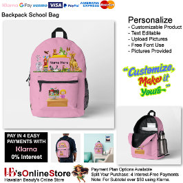 Mochila Impresa Cute Animal Cartoon School Supplies Backpack Bag 9