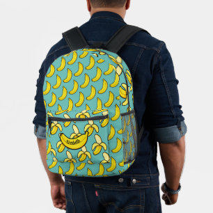 Mochila Impresa Cute Aqua Azul Amarillo Banana Personalizado