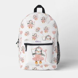 Mochila Impresa Cute Ballerina Baby Pingüino Rosa