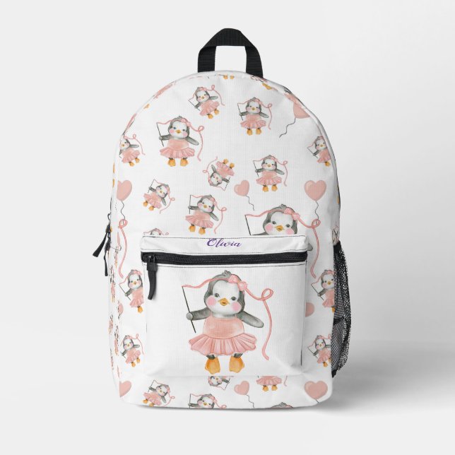 Mochila Impresa Cute Ballerina Baby Pingüino Rosa (Anverso)