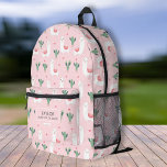 Mochila Impresa Cute Boho Llama Cactus, nombre de niños personaliz<br><div class="desc">Super divertido, mochila con una tira de boho y el nombre de tu hijo. Añadir una línea extra de texto - número de teléfono, nombre de equipo, decir, etc. - o borrar. Lo suficientemente espacioso para libros, computadora, equipo deportivo y más - o como una bolsa de viaje o de...</div>