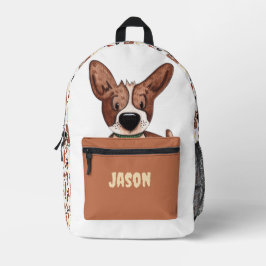 MOCHILA IMPRESA CUTE BROWN PERROS BONOS PATRÓN NOMBRE PERSONALIZAD