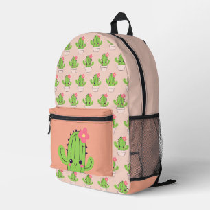 Mochila Impresa Cute Cactus Peach