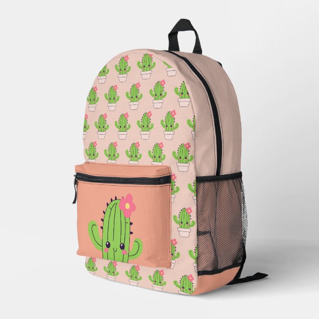 Mochila Impresa Cute Cactus Peach (Esquina derecha trasera )