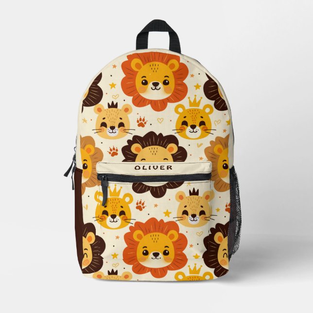 Mochila Impresa Cute Cartoon Lion Faces  (Anverso)