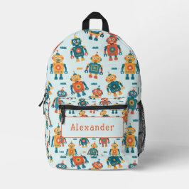 Mochila Impresa Cute Customizable Robot Print
