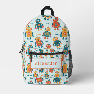 Mochila Impresa Cute Customizable Robot Print